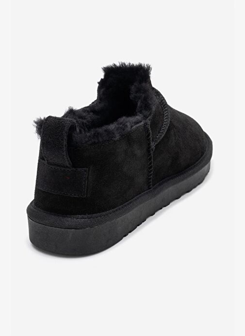 NOVELLE Siyah Süet Hakiki Deri Kürklü Kadın Bilekte Bot - Görsel 6
