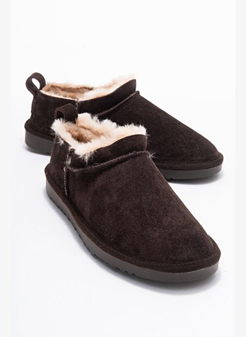 NOVELLE Kahverengi Süet Hakiki Deri Kürklü Kadın Bilekte Bot - Görsel 2