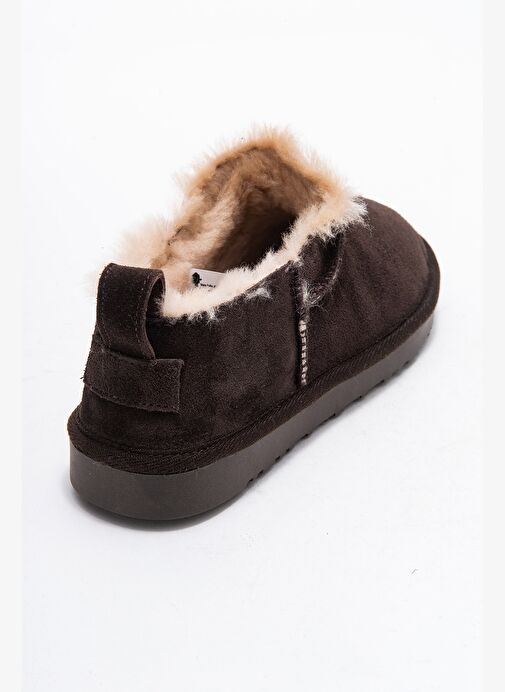 NOVELLE Kahverengi Süet Hakiki Deri Kürklü Kadın Bilekte Bot - Görsel 6