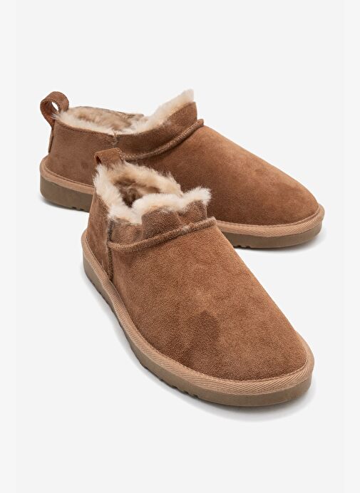 NOVELLE Toprak Süet Hakiki Deri Kürklü Kadın Bilekte Bot - Görsel 2