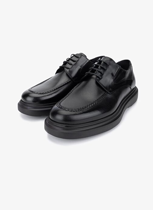 Valmenti Erkek Hakiki Deri Siyah Casual Ayakkabı - Görsel 5