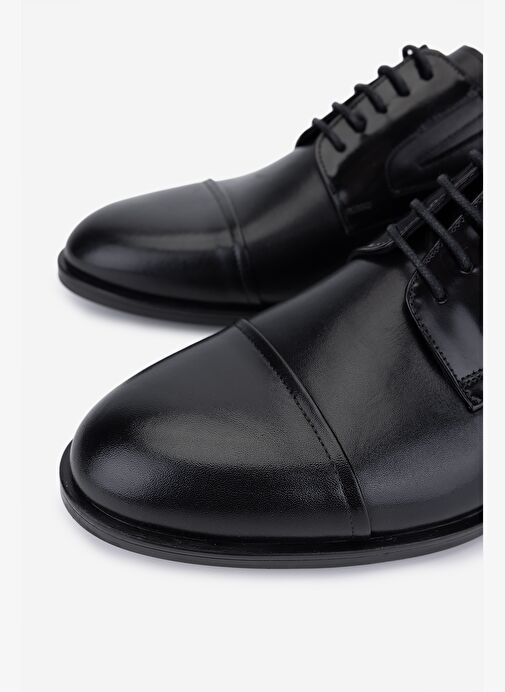 Valmenti Erkek Hakiki Deri Siyah Klasik Ayakkabı - Görsel 4