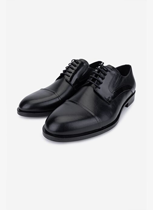 Valmenti Erkek Hakiki Deri Siyah Klasik Ayakkabı - Görsel 6