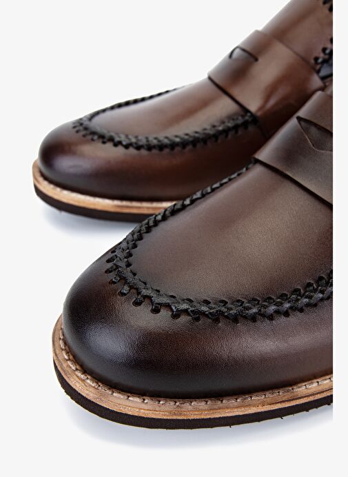 Valmenti Erkek Hakiki Deri Kahverengi Loafer Ayakkabı - Görsel 4