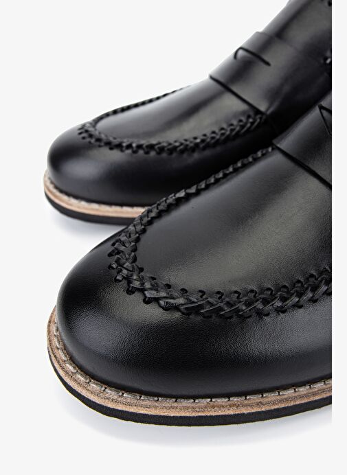 Valmenti Erkek Hakiki Deri Siyah Loafer Ayakkabı - Görsel 4
