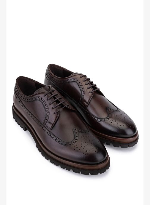 Tamer Tanca Erkek Hakiki Deri Kahverengi Klasik Ayakkabı - Görsel 3