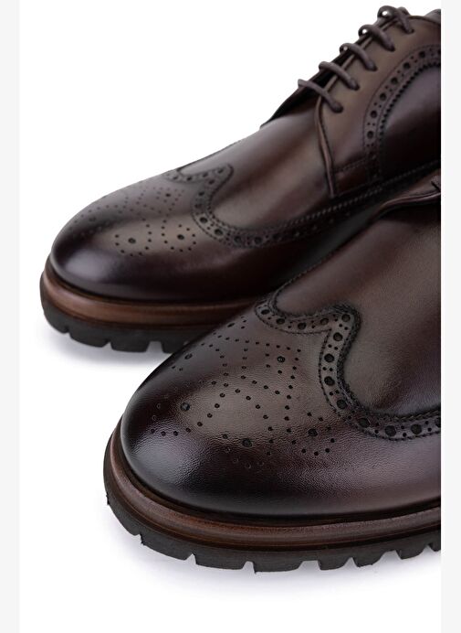 Tamer Tanca Erkek Hakiki Deri Kahverengi Klasik Ayakkabı - Görsel 5