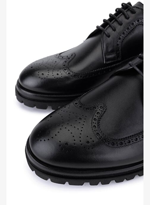 Tamer Tanca Erkek Hakiki Deri Siyah Deri Klasik Ayakkabı - Görsel 5