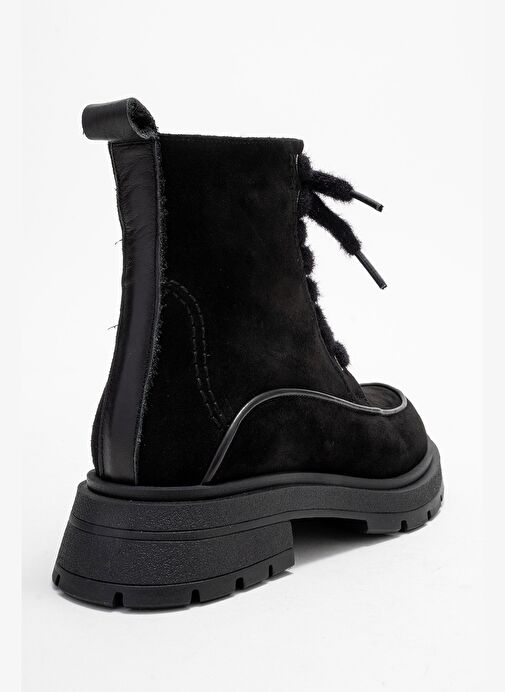 MINA Siyah Süet Hakiki Deri Kadın Postal Bot - Görsel 6
