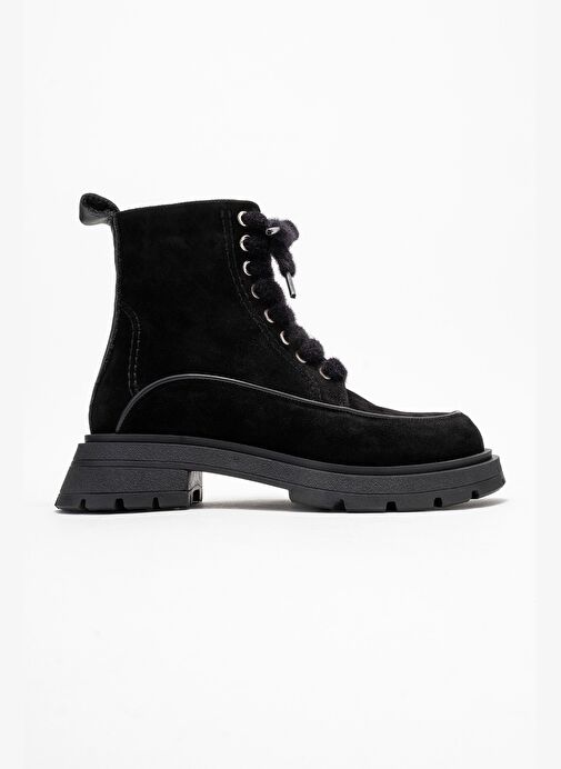 MINA Siyah Süet Hakiki Deri Kadın Postal Bot - Görsel 7