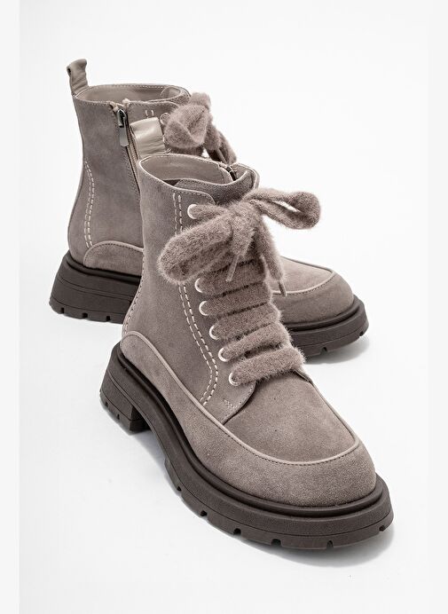 MINA Vizon Süet Hakiki Deri Kadın Postal Bot - Görsel 2