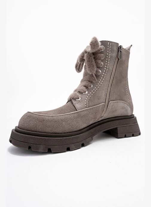 MINA Vizon Süet Hakiki Deri Kadın Postal Bot - Görsel 5