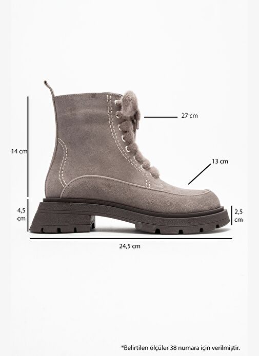 MINA Vizon Süet Hakiki Deri Kadın Postal Bot - Görsel 7