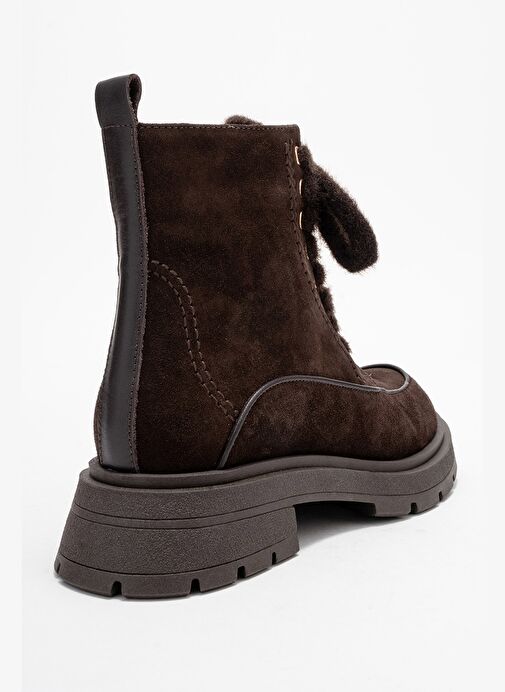 MINA Kahverengi Süet Hakiki Deri Kadın Postal Bot - Görsel 6