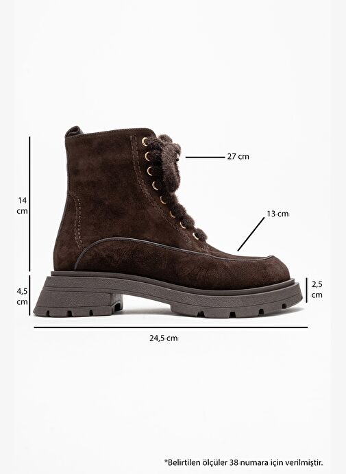 MINA Kahverengi Süet Hakiki Deri Kadın Postal Bot - Görsel 7