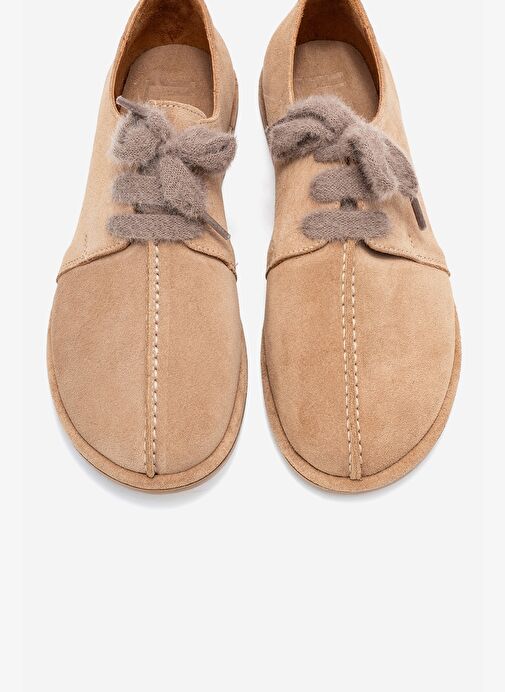 DENORA Bej Süet Hakiki Deri Kadın Günlük Ayakkabı - Görsel 3