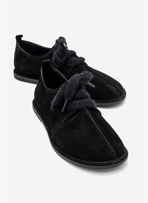 DENORA Siyah Süet Hakiki Deri Kadın Günlük Ayakkabı - Görsel 2