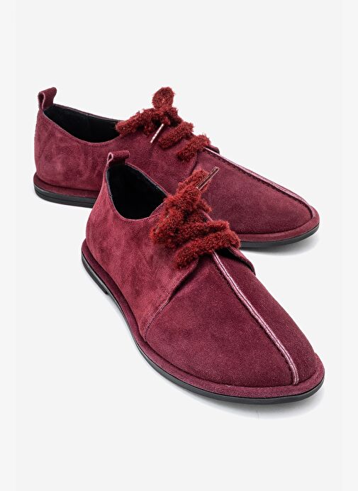 DENORA Bordo Süet Hakiki Deri Kadın Günlük Ayakkabı - Görsel 2