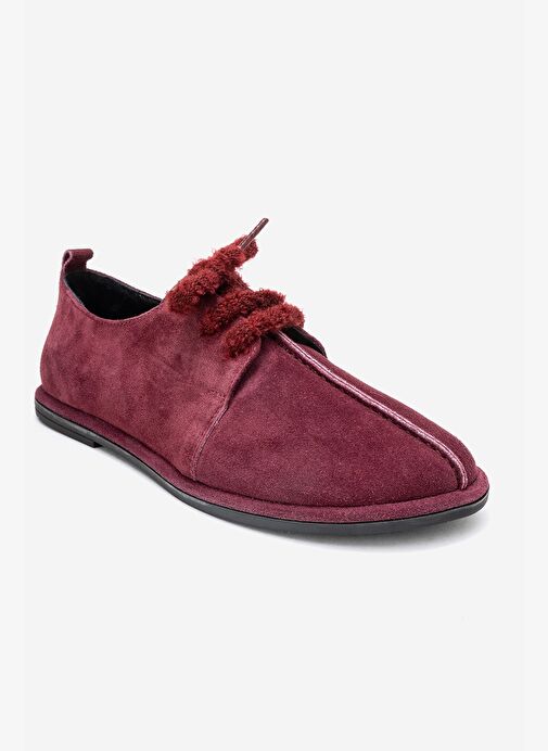 DENORA Bordo Süet Hakiki Deri Kadın Günlük Ayakkabı - Görsel 4