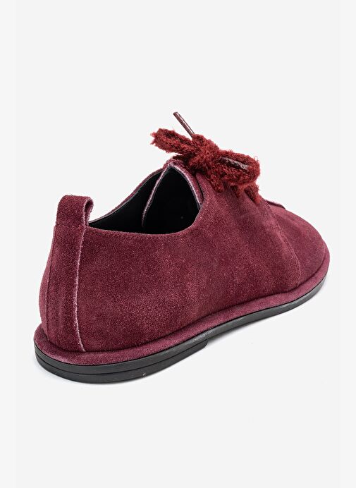 DENORA Bordo Süet Hakiki Deri Kadın Günlük Ayakkabı - Görsel 6