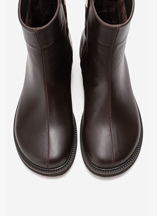 LUCANO Kahverengi Cilt Hakiki Deri Kadın Bot - Görsel 3