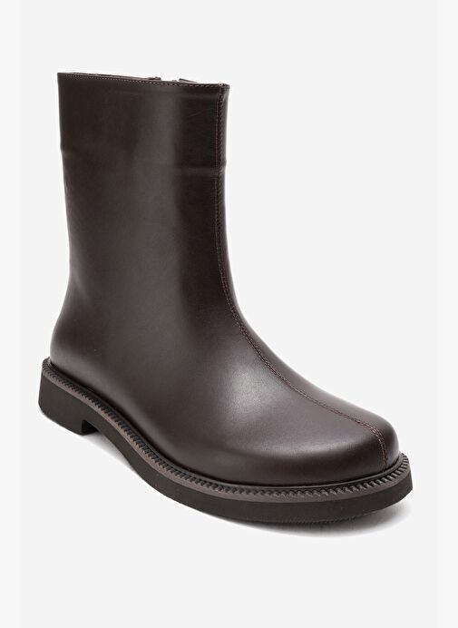 LUCANO Kahverengi Cilt Hakiki Deri Kadın Bot - Görsel 4