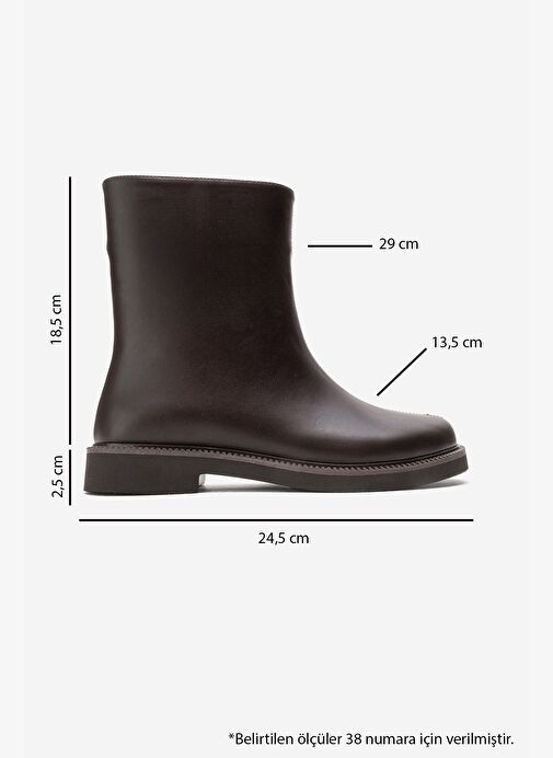 LUCANO Kahverengi Cilt Hakiki Deri Kadın Bot - Görsel 7