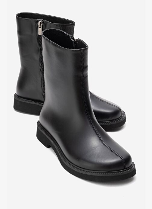 LUCANO Siyah Cilt Hakiki Deri Kadın Bot - Görsel 2