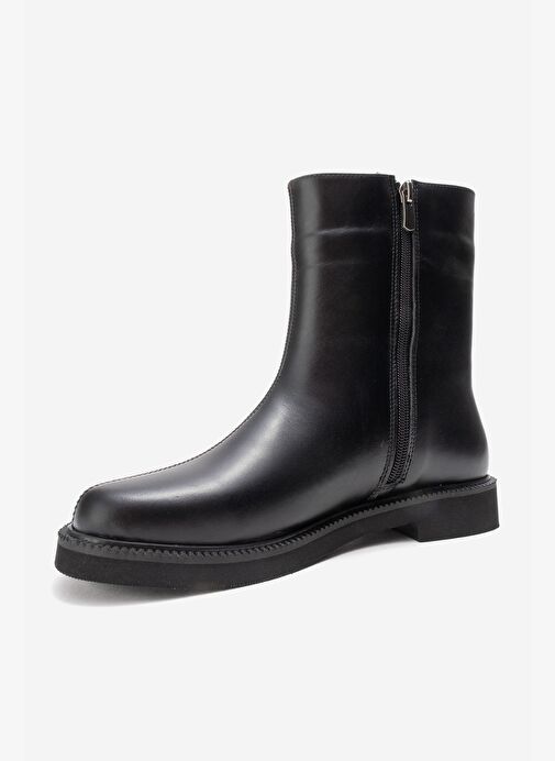 LUCANO Siyah Cilt Hakiki Deri Kadın Bot - Görsel 5