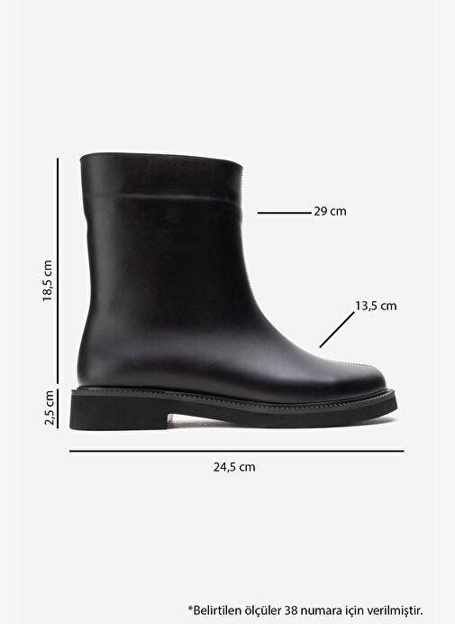 LUCANO Siyah Cilt Hakiki Deri Kadın Bot - Görsel 7