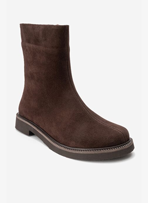 LUCANO Kahverengi Süet Hakiki Deri Kadın Bot - Görsel 4