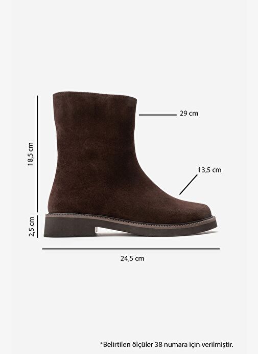 LUCANO Kahverengi Süet Hakiki Deri Kadın Bot - Görsel 7