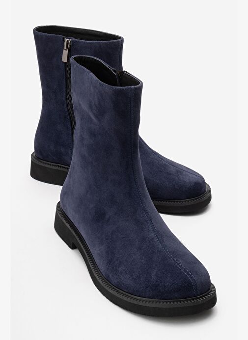 LUCANO Lacivert Süet Hakiki Deri Kadın Bot - Görsel 2