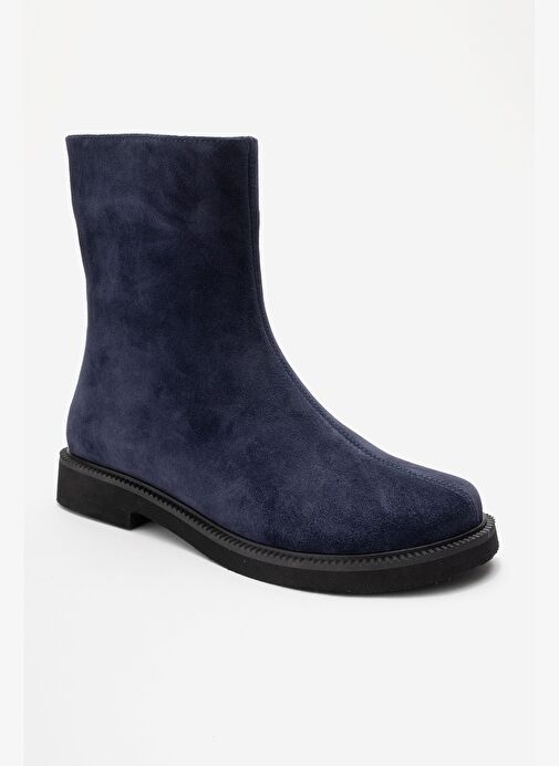 LUCANO Lacivert Süet Hakiki Deri Kadın Bot - Görsel 4