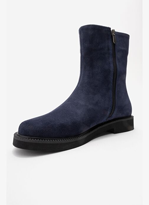 LUCANO Lacivert Süet Hakiki Deri Kadın Bot - Görsel 5