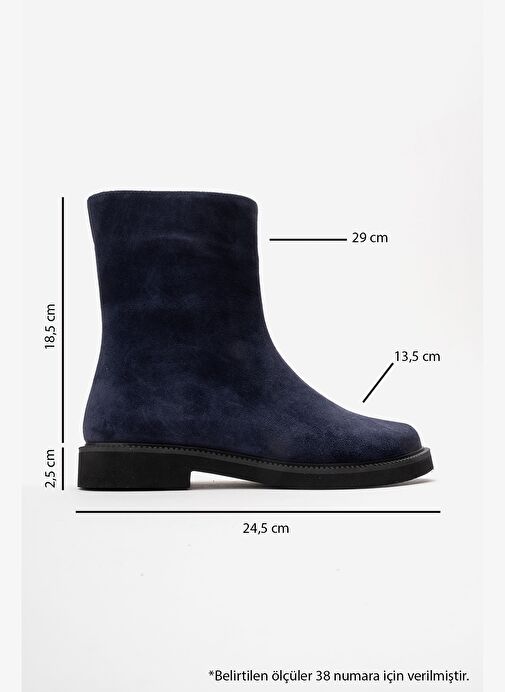 LUCANO Lacivert Süet Hakiki Deri Kadın Bot - Görsel 7