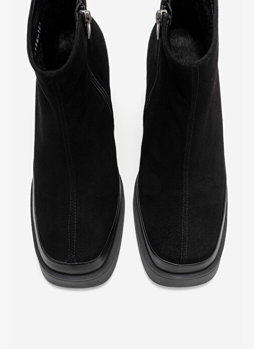 LIVIA Siyah Süet Hakiki Deri Kadın Dolgu Topuklu Bot - Görsel 3