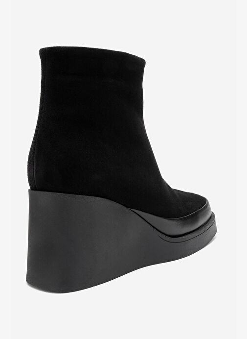 LIVIA Siyah Süet Hakiki Deri Kadın Dolgu Topuklu Bot - Görsel 6
