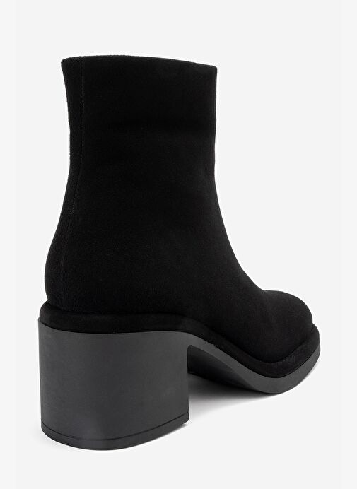 JUNAE Siyah Süet Hakiki Deri Kadın Kalın Topuklu Bot - Görsel 6