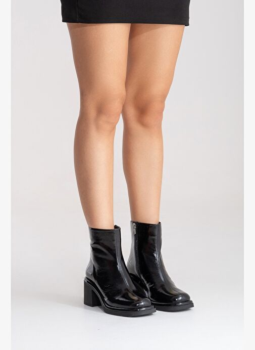 Luvi Shoes Luvi Shoes JUNAE Siyah Rugan Hakiki Deri Kadın Kalın Topuklu Bot Boyner'de! Siyah Rugan - 3. görsel