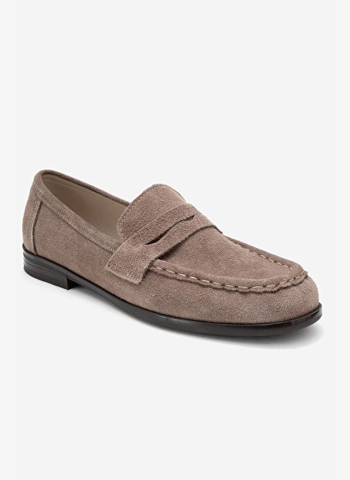 VALIA Vizon Süet Hakiki Deri Kadın Loafer Ayakkabı - Görsel 4