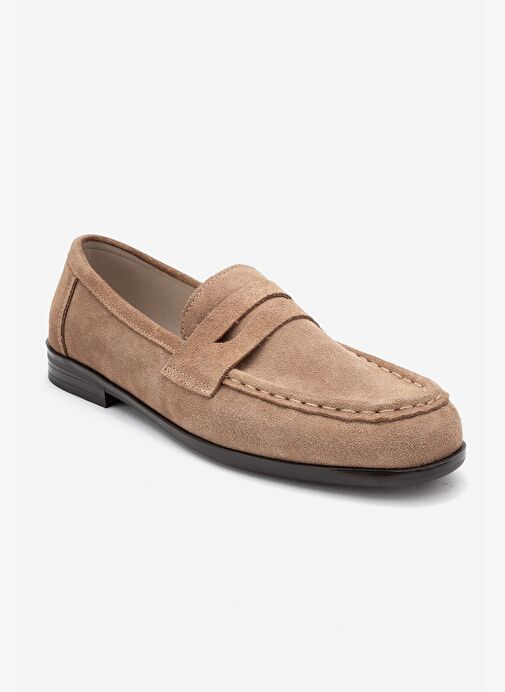 VALIA Toprak Süet Hakiki Deri Kadın Loafer Ayakkabı - Görsel 4
