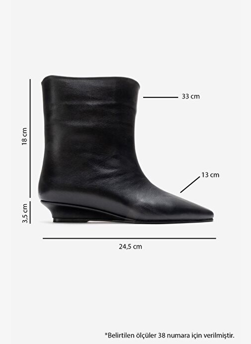NACHO Siyah Cilt Hakiki Deri Kadın Bot - Görsel 4