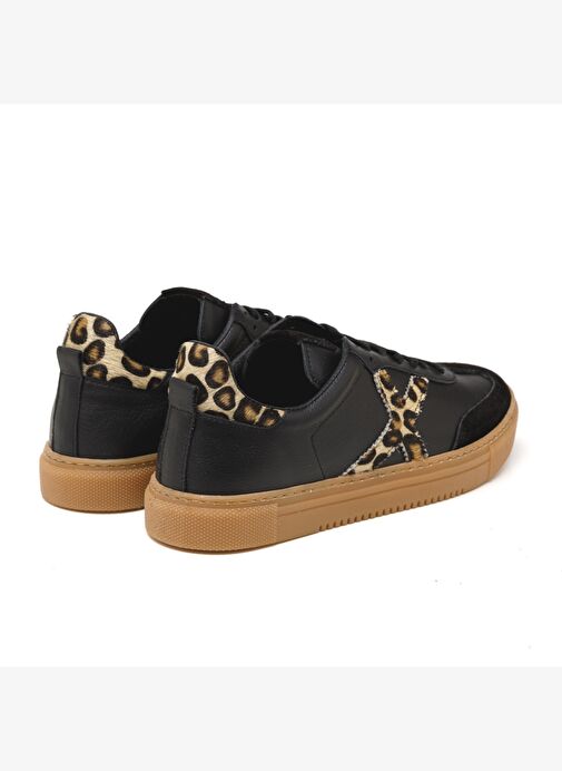 Kadın Sneaker ( Günlük) MAR-25Y-192-3030 John May Siyah Süet-Siyah Cilt-Leopar - Görsel 5