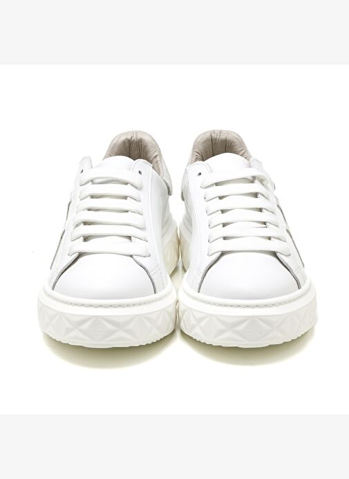 Kadın Sneaker ( Günlük) MAR-25Y-209-8825 John May Beyaz-Bej Süet - Görsel 4