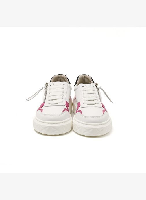 Kadın Sneaker ( Günlük) MAR-25Y-209-8856 John May Beyaz Cilt-Gümüş - Görsel 4