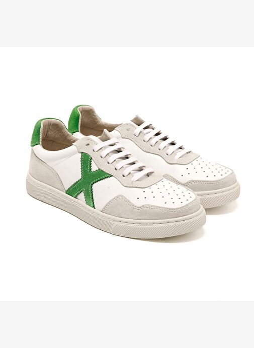 Kadın Sneaker ( Günlük) RC-25Y-006-M44 John May Beyaz Cilt-Yeşil Süet - Görsel 4
