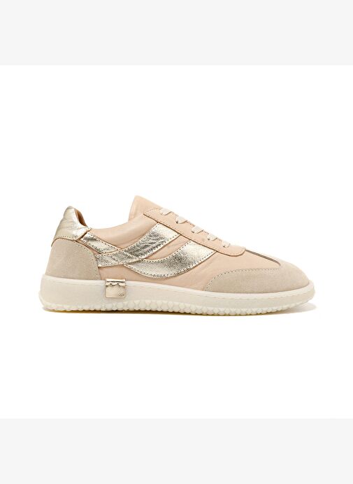 Kadın Sneaker ( Günlük) RC-25Y-055-M2004 John May Bej Süet-Beyaz Cilt-Gold - Görsel 2