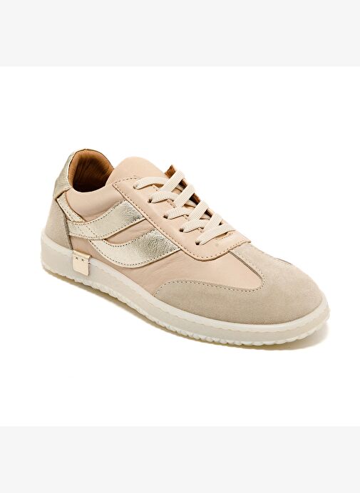 Kadın Sneaker ( Günlük) RC-25Y-055-M2004 John May Bej Süet-Beyaz Cilt-Gold - Görsel 3