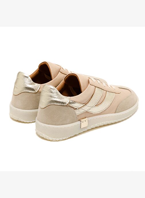 Kadın Sneaker ( Günlük) RC-25Y-055-M2004 John May Bej Süet-Beyaz Cilt-Gold - Görsel 6